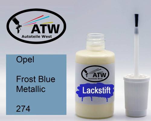 Opel, Frost Blue Metallic, 274: 20ml Lackstift, von ATW Autoteile West.